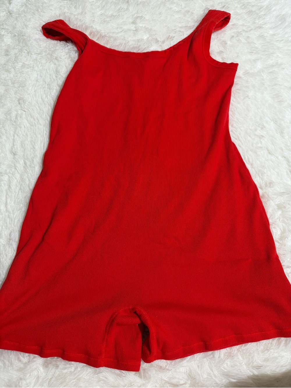 SKIMS 4X Red Short Onesie Romper Shorty Suit Ribbed Soft Comfortable Shorts Tank